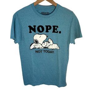 Peanuts Snoopy Nope Not Today Funny Blue T-Shirt Small